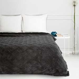 Blanket 170 x 210 Plush Herringbone Caro Steel