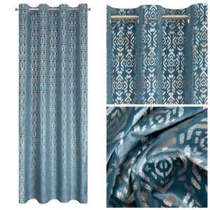 Ready-made Curtain 140 x 250 Laura Drawstring Blue+Gold