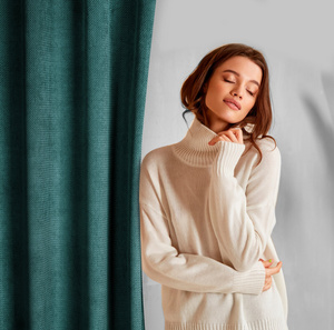 Velvet Eliza Curtain 140 x 250 Mint Sliver