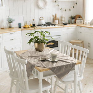 85 x 85 Decorative Velvet Soft Beige Tablecloth
