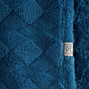 Blanket 200 x 220 Stamped Plush Nancy Navy Blue