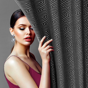 Curtain 140 x 250 Decorative Velvet Inga Black