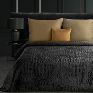 220 x 240 Decorative Velvet Bedspread SALVIA7 BLACK