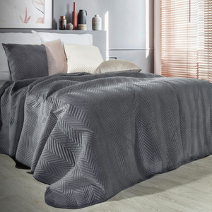 170 x 210 Decorative Velour Bedspread Sofia Graphite