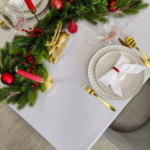 Tablecloth 120x260 Stain-Resistant Surbo White