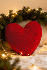 Pillow 44 x 36 Decorative Heart Boucle Red