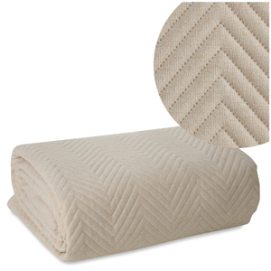 Bedspread 220 x 240 Quilted Linen3 Cream