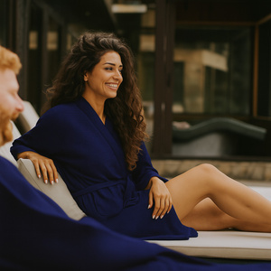 Gofer Unisex Cotton Bathrobe Vizzy M 05 Navy Blue