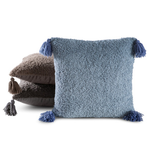 Elda 04 Blue Decorative Pompoms 45 x 45 pillowcase