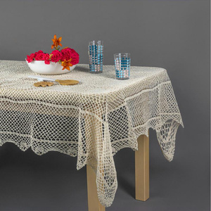 Oval Tablecloth 140 x 220 Crochet Pattern 021 Beige
