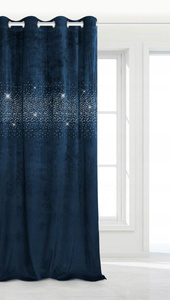 Curtain 140 x 250 Decorative Velour Shiny Navy Blue