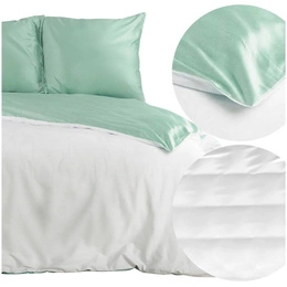 Bedding 160 x 200 3pc Satin Nova3 White + Mint