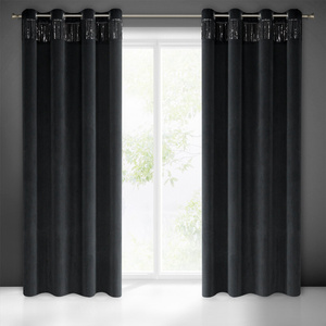 Velvet Jasper Curtain 140 x 250 Pinstripe Black