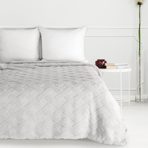 150 x 200 Plush Blanket Herringbone Caro Silver