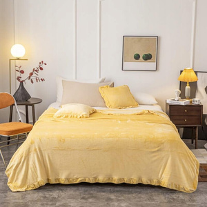 Blanket 150 x 200 Microfiber Frill Ruffly Mustard