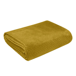 200 x 220 Quilted Velvet Luiz5 Mustard Bedspread