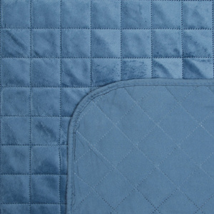 70 x 160 Quilted Velvet Luiz5 Blue Bedspread