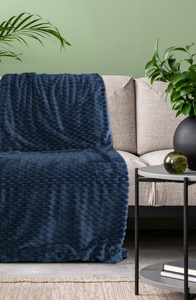 Blanket 200 x 220 Microfiber Design Cindy6 Navy Blue