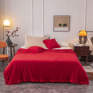 Blanket 150 x 200 Microfiber Frill Ruffly Red