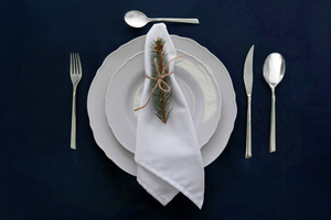 Tablecloth 110x160 Stainproof Classic Savio Navy Blue