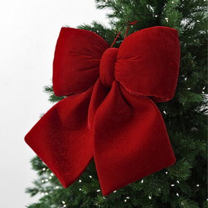 20 x 20 Christmas Velour Holly Bow 02 Card