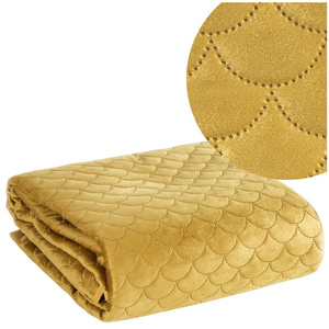 Bedspread 170 x 210 Decorative Quilted Pattern Ariel Mustard