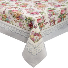 140 x 180 Decorative Tapestry Tablecloth 1175 Silver