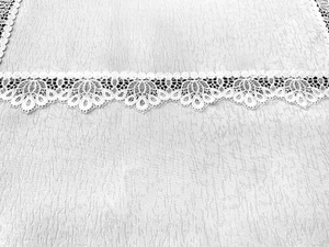 Stain-Resistant Tablecloth 150 x 300 with Lace 2100 White