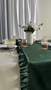Table Runner 40 x 180 Decorative with Ruffles Ligia 04