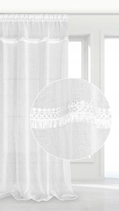 Curtain 300 x 270 Decorative Boho Tape White