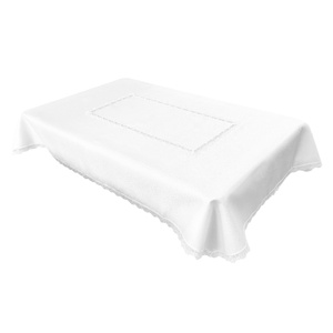 Stain-Resistant Tablecloth 110 x 160 with Lace 2100 White