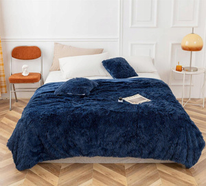 Blanket 200 x 220 Italian Fur Yeti Navy Blue