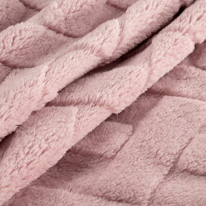 70 x 160 Plush Blanket Herringbone Caro Pink