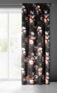Curtain 140 x 270 Decorative Tape Karen Black+Pink