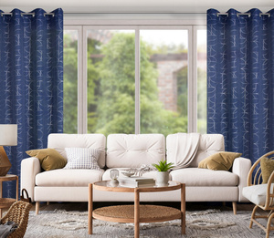 Curtain 140 x 250 Decorative Evi Navy+Silver