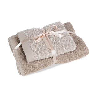 Towel Set 50x90 70x140 2pcs Tamina Beige+Brown