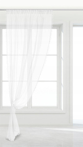 Curtain 140 x 270 Decorative Pompoo Tape White