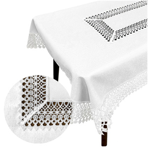 Stain-Resistant Tablecloth 150 x 280 with Lace 2017 White