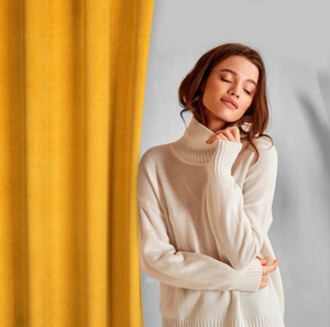 Velvet Eliza Curtain 140 x 250 Przel Mustard