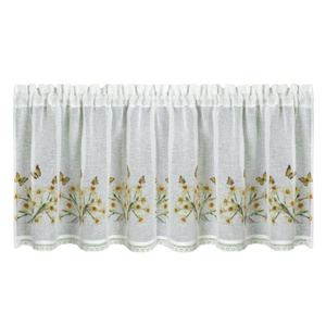 Curtain 60 x 150 Decorative Ready-made Flora White+Yellow
