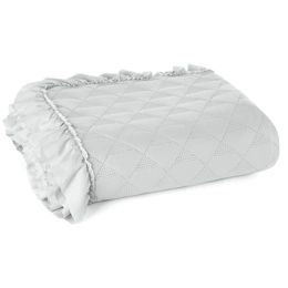 Quilted Bedspread 200 x 220 with Ruffle Vanesa Silver