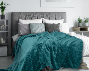 Blanket 220 x 200 Microfiber Design Cindy Dark Turquoise