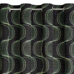Velvet Pola Curtain 140 x 250 Sash Black+Green