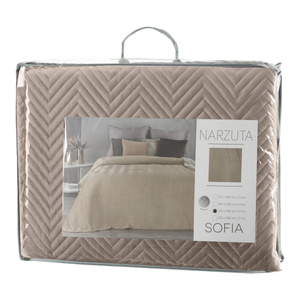 70 x 160 Decorative Velour Bedspread Sofia Beige