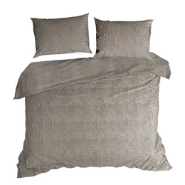 Bedding 160x200 3pc Microfiber Embossed Flano Beige