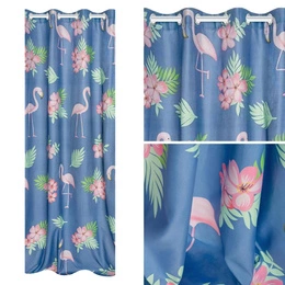 Curtain 140 x 250 Decorative Flamingos Blue
