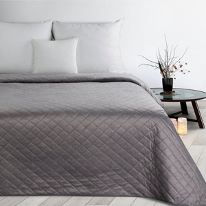 70 x 160 Quilted Velvet Luiz5 Silver Bedspread