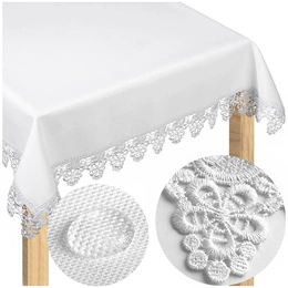 Stainproof Tablecloth with Guipure Lace White 160x250