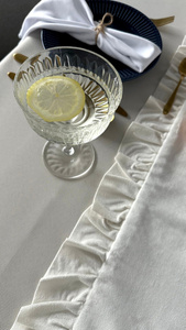 Table Runner 40 x 160 Decorative with Ruffles Ligia 01