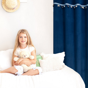 Curtain 140 x 250 Children's Eyelets Car1 Navy Blue